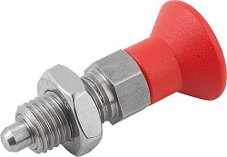 Arretierbolzen ICS-K0338, Edelstahl, Arretierstift gehärtet, Form B ohne Rastnut mit Kontermutter